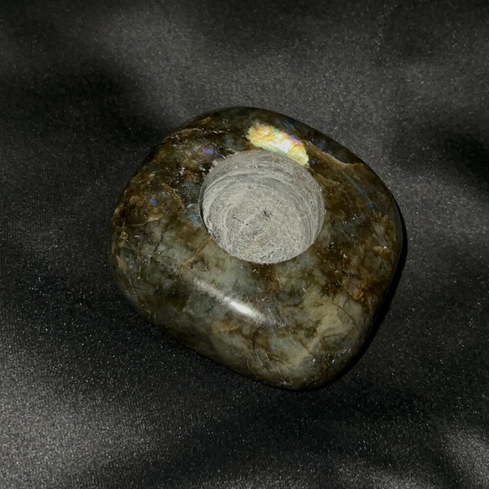 Colleen Lopez Polished Gemstone Multicolor Labradorite Candle Holder HSN $170
